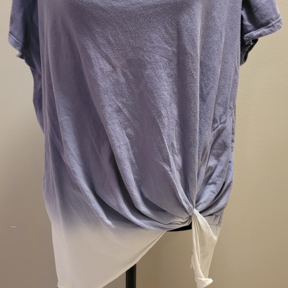Umgee Blue and White Ombre Short Sleeve Top